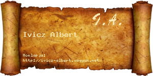 Ivicz Albert névjegykártya
